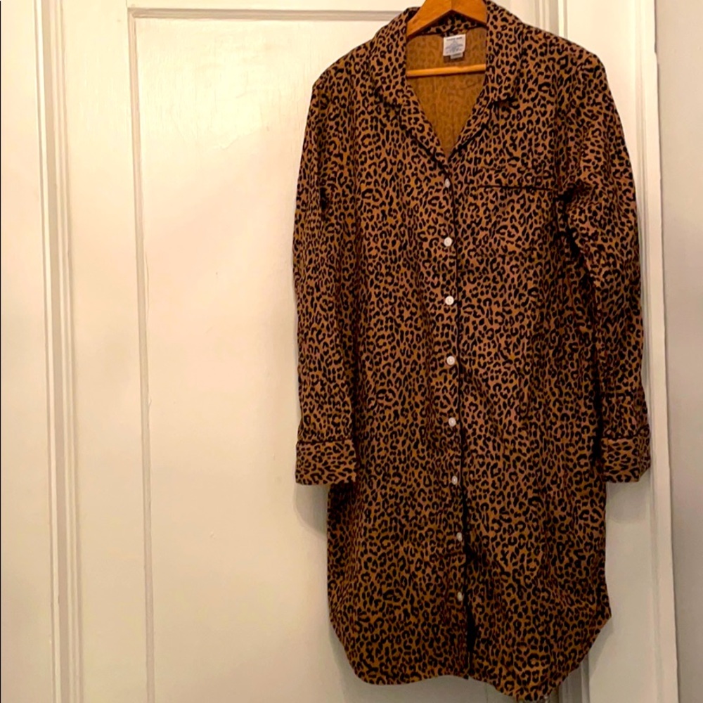 Lands End Leopard print cotton flannel pajama gown